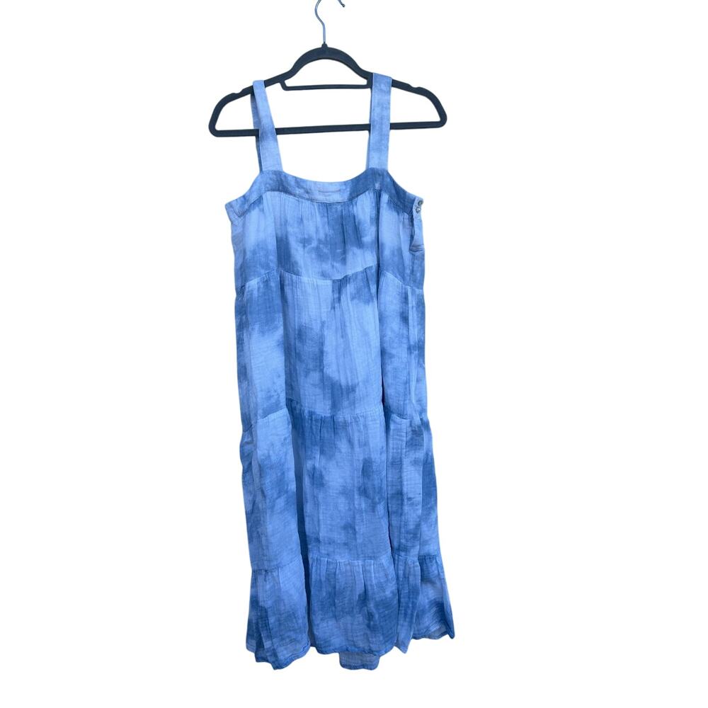 Rails Amaya Cascade Tie Dye Sun Dress,‎ Blue/White, Tiered Midi Dress, Size M